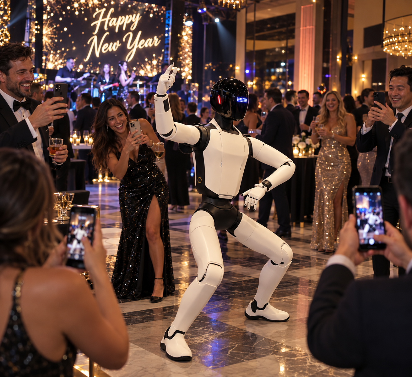 BOB Strong dancing on the dance floor at a New Year's Eve party